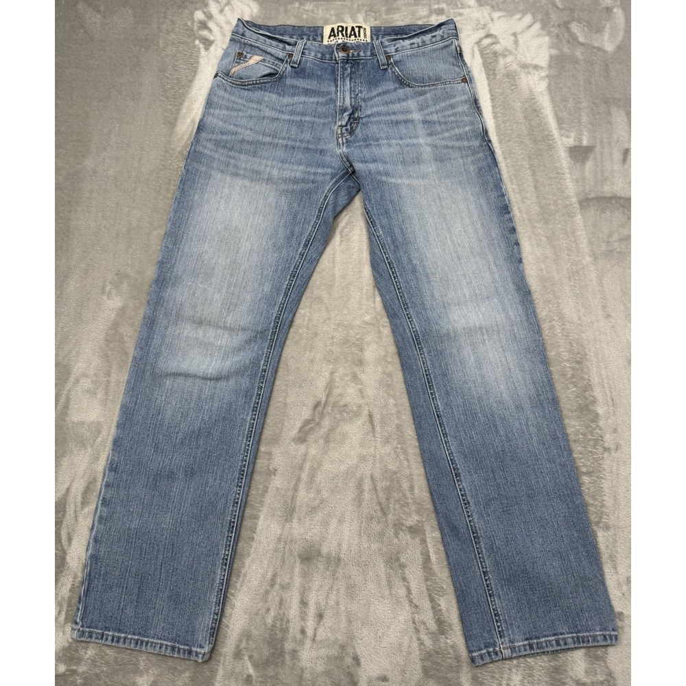 Ariat M2 Jeans Mens 30x32 Relaxed Bootcut Blue Denim Embroidered Cowboy Western